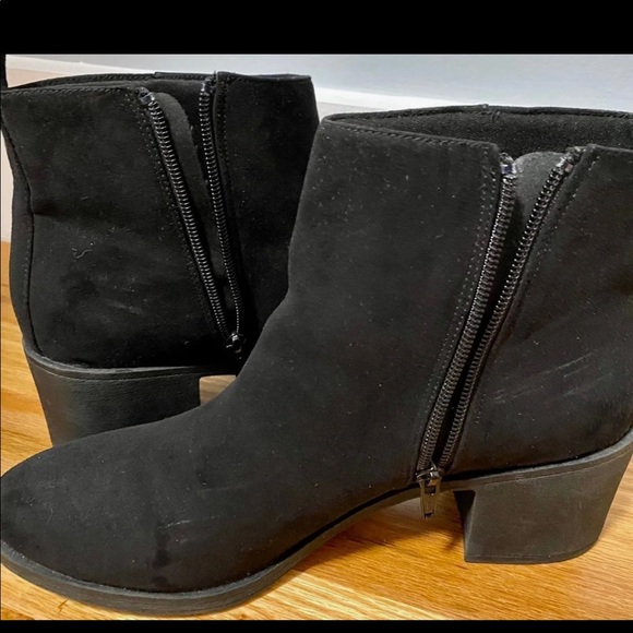 Black booties wedge boots suede with zipper autumn fall winter boots - Picture 2 of 7